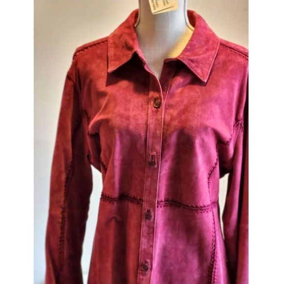 Rare Find: Genuine Red Wine/Purple Suede Jacket by BETH TERRELL, Size M - Picture 1 of 16